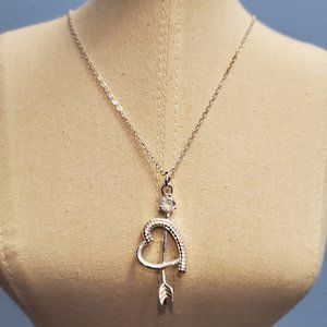 20" 925 Sterling Silver Necklace with Cupid Arrow Heart Pendant